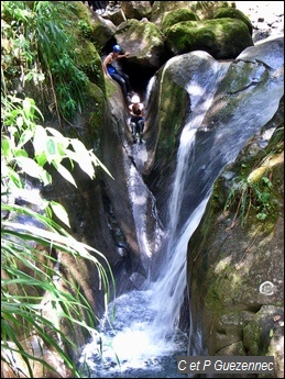 Descente du tobogan du Bassin Bleu