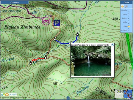 Carte et tracés sous géoportail